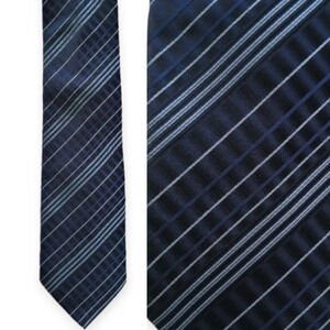 Dolce & Gabbana Silk Textured  Navy and Blue Striped Tie Classic Luxury
